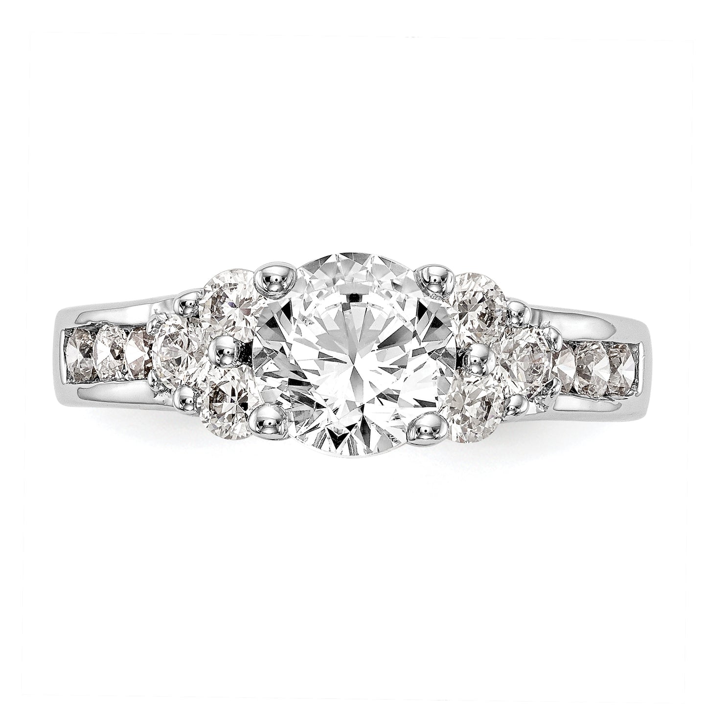 14k White Gold 3/4 Ct. Lab Grown Diamond VS/SI+ G+ 1 1/4 Ct. Center Round Channel Set Shared Prong Engagement Ring