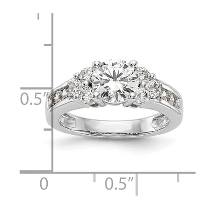 14k White Gold 3/4 Ct. Lab Grown Diamond VS/SI+ G+ 1 1/4 Ct. Center Round Channel Set Shared Prong Engagement Ring