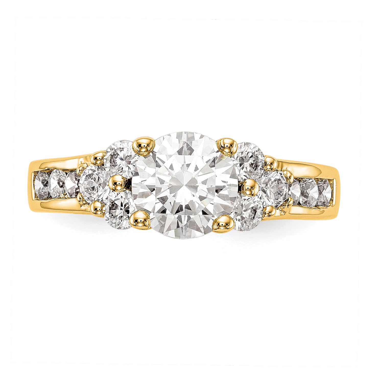 14k Yellow Gold 3/4 Ct. Lab Grown Diamond VS/SI+ G+ 1 1/4 Ct. Center Round Channel Set Shared Prong Engagement Ring