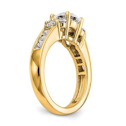 14k Yellow Gold 3/4 Ct. Lab Grown Diamond VS/SI+ G+ 1 1/4 Ct. Center Round Semi Mount Channel Set Shared Prong Engagement Ring