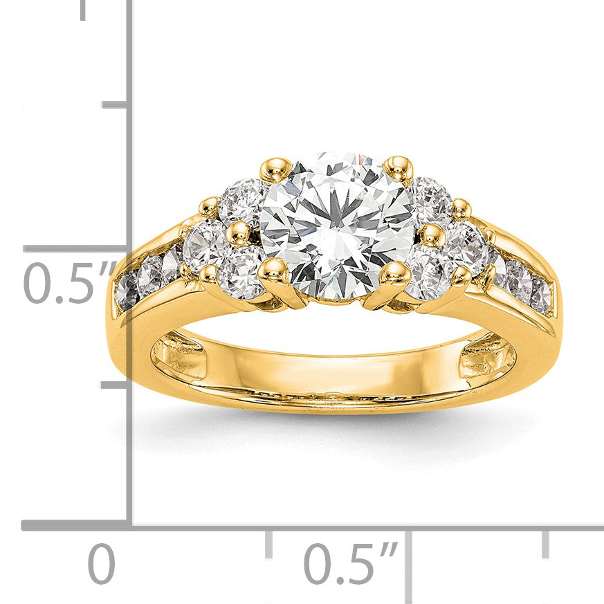 14k Yellow Gold 3/4 Ct. Lab Grown Diamond VS/SI+ G+ 1 1/4 Ct. Center Round Channel Set Shared Prong Engagement Ring