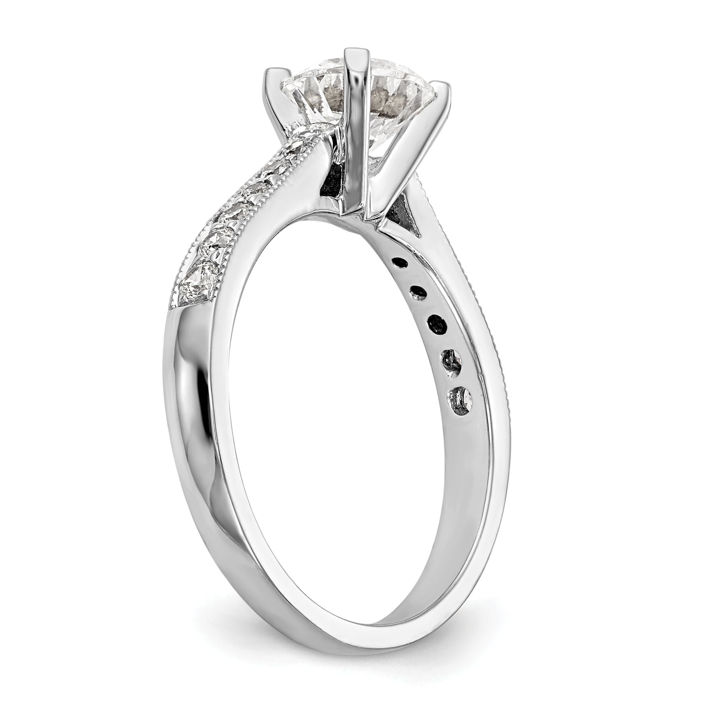 14k White Gold 1/4 Ct. Lab Grown Diamond VS/SI+ G+ 1 Ct. Center Round Engagement Ring