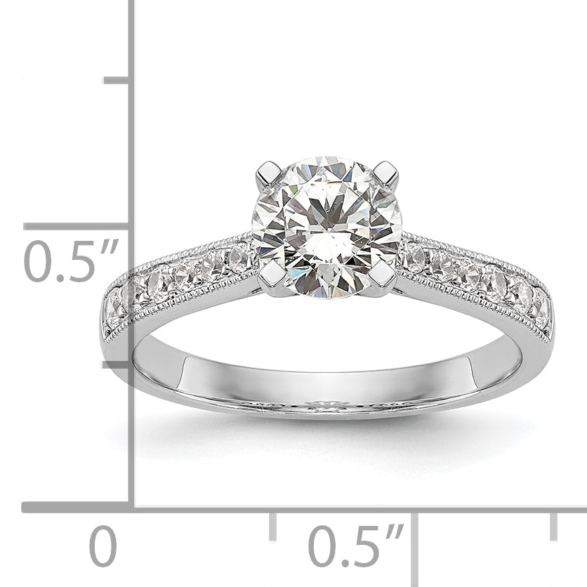 14k White Gold 1/4 Ct. Lab Grown Diamond VS/SI+ G+ 1 Ct. Center Round Engagement Ring