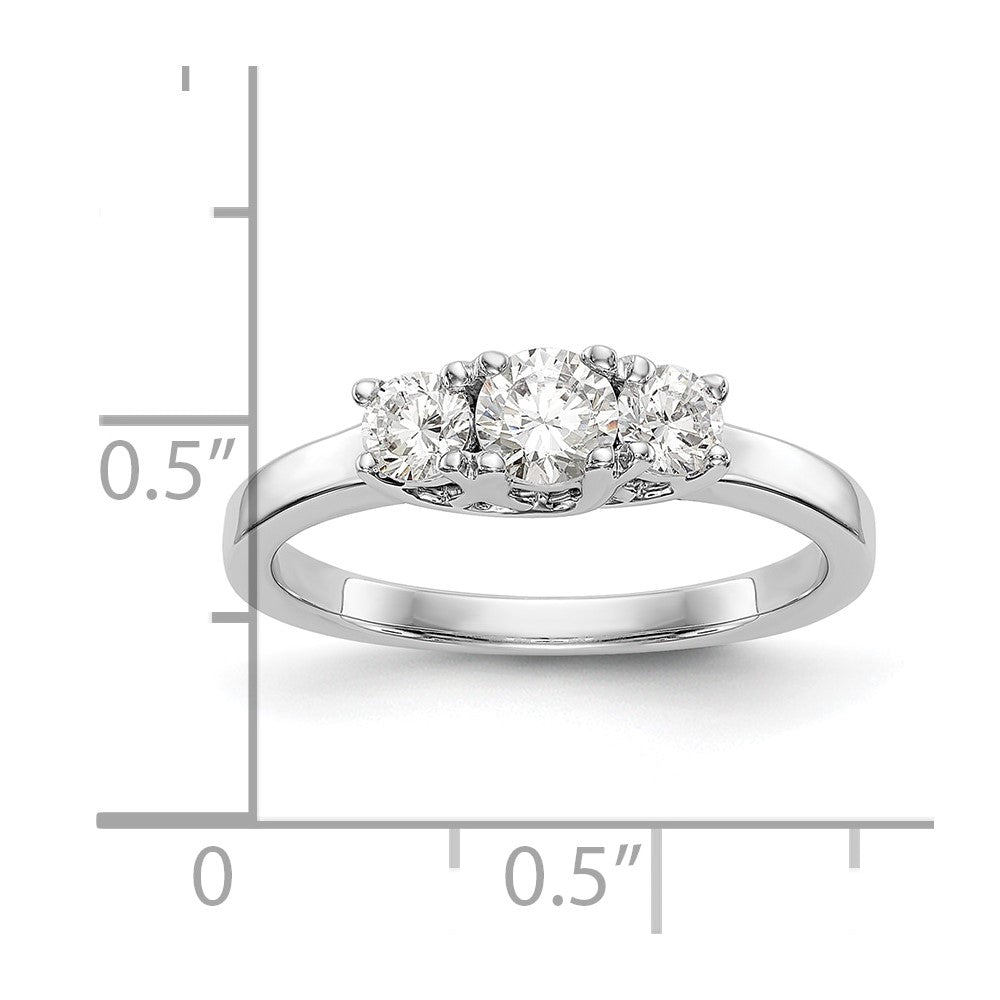 14k White Gold 1/2 Ct. Lab Grown Diamond VS/SI+ G+ Three Stone Engagement Ring