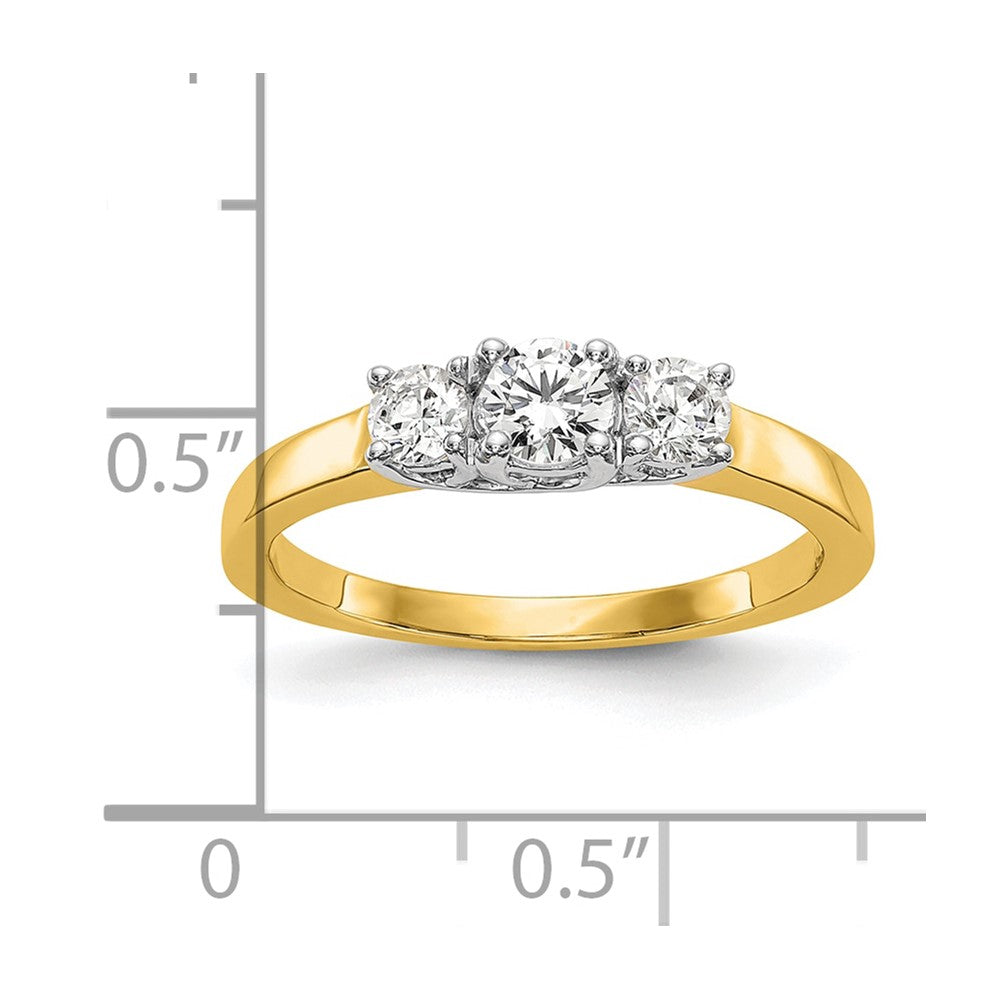 14k Two-tone Two Tone 1/2 Ct. Lab Grown Diamond VS/SI+ G+ Three Stone Engagement Ring