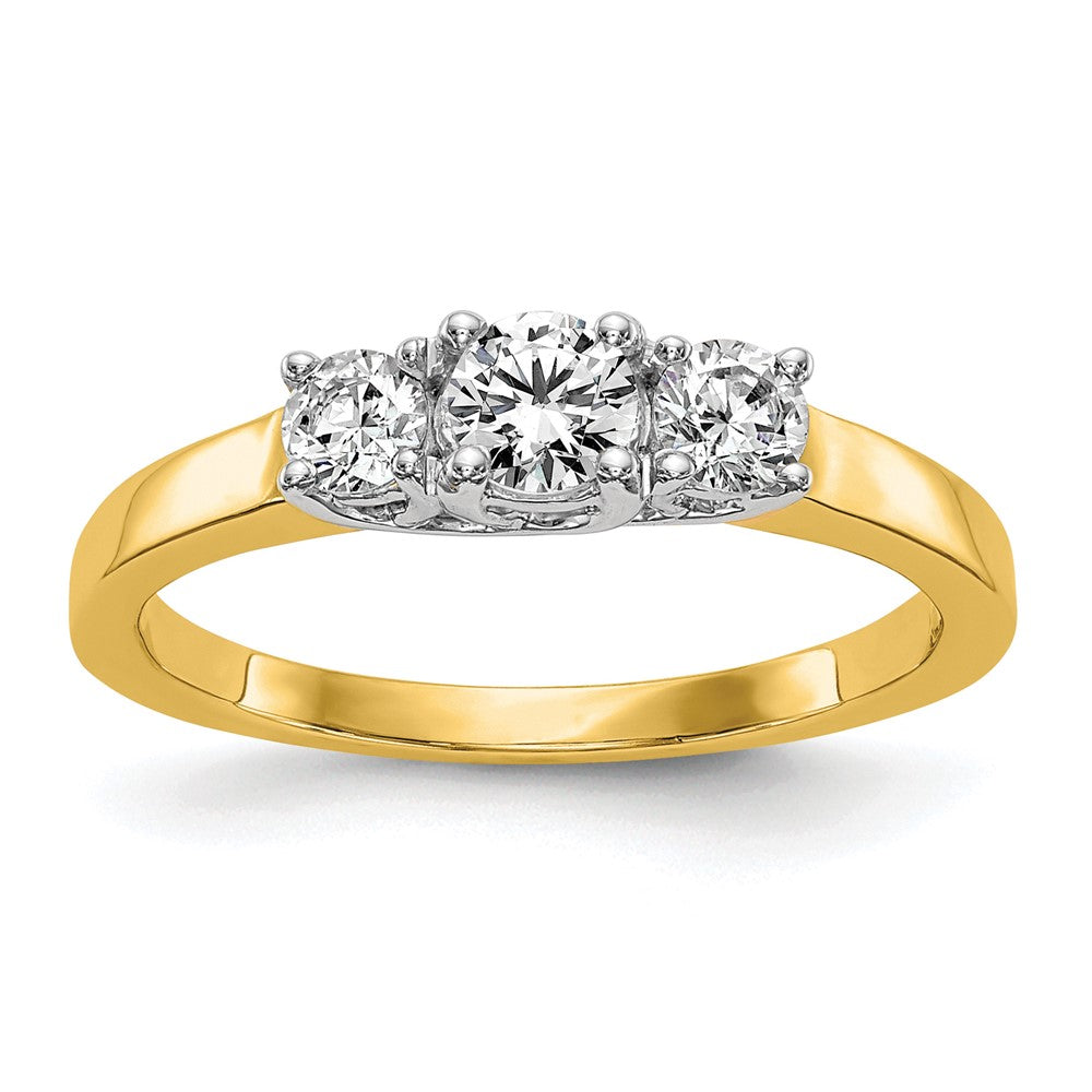 14k Two-tone Two Tone 1/2 Ct. Lab Grown Diamond VS/SI+ G+ Three Stone Engagement Ring