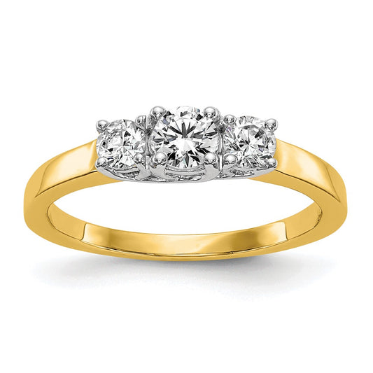 14k Two-tone Two Tone 1/2 Ct. Lab Grown Diamond VS/SI+ G+ Three Stone Engagement Ring