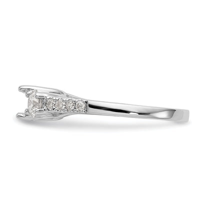14K White Gold 1 1/5 Carat Lab Grown Diamond Vs/Si+ G+ Complete Size 9 Three Stone Engagement Ring (Size 9 Only)