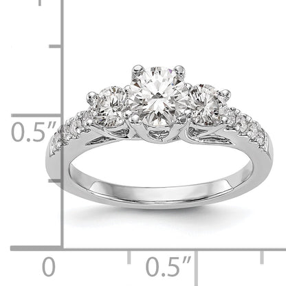 14K White Gold 1 1/5 Carat Lab Grown Diamond Vs/Si+ G+ Complete Size 9 Three Stone Engagement Ring (Size 9 Only)