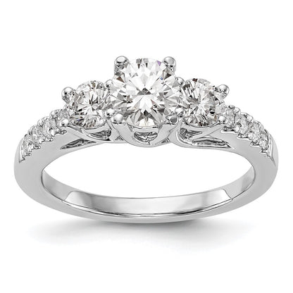 14k White Gold 1 1/5 Ct. Lab Grown Diamond VS/SI+ G+ Complete Size 6 Three Stone Engagement Ring