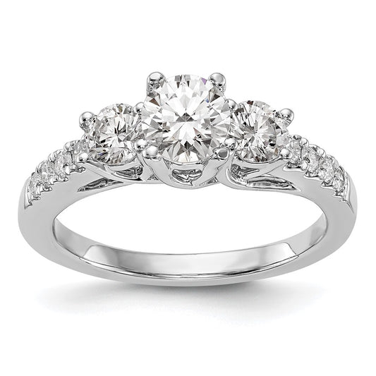 14k White Gold 1 1/5 Ct. Lab Grown Diamond VS/SI+ G+ Complete Size 6 Three Stone Engagement Ring