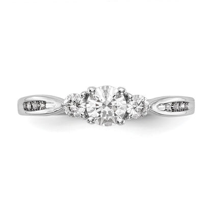14k White Gold 5/8 Ct. Lab Grown Diamond VS/SI+ G+ Three Stone Engagement Ring