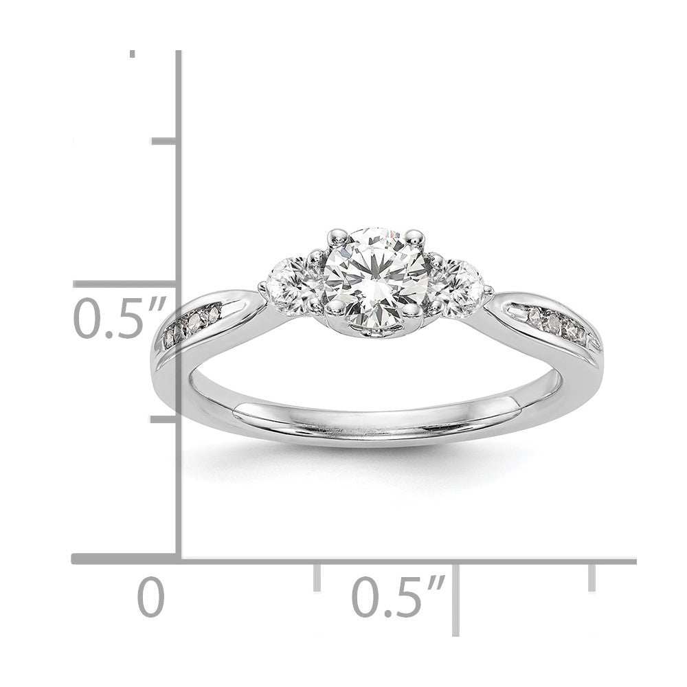 14k White Gold 5/8 Ct. Lab Grown Diamond VS/SI+ G+ Three Stone Engagement Ring