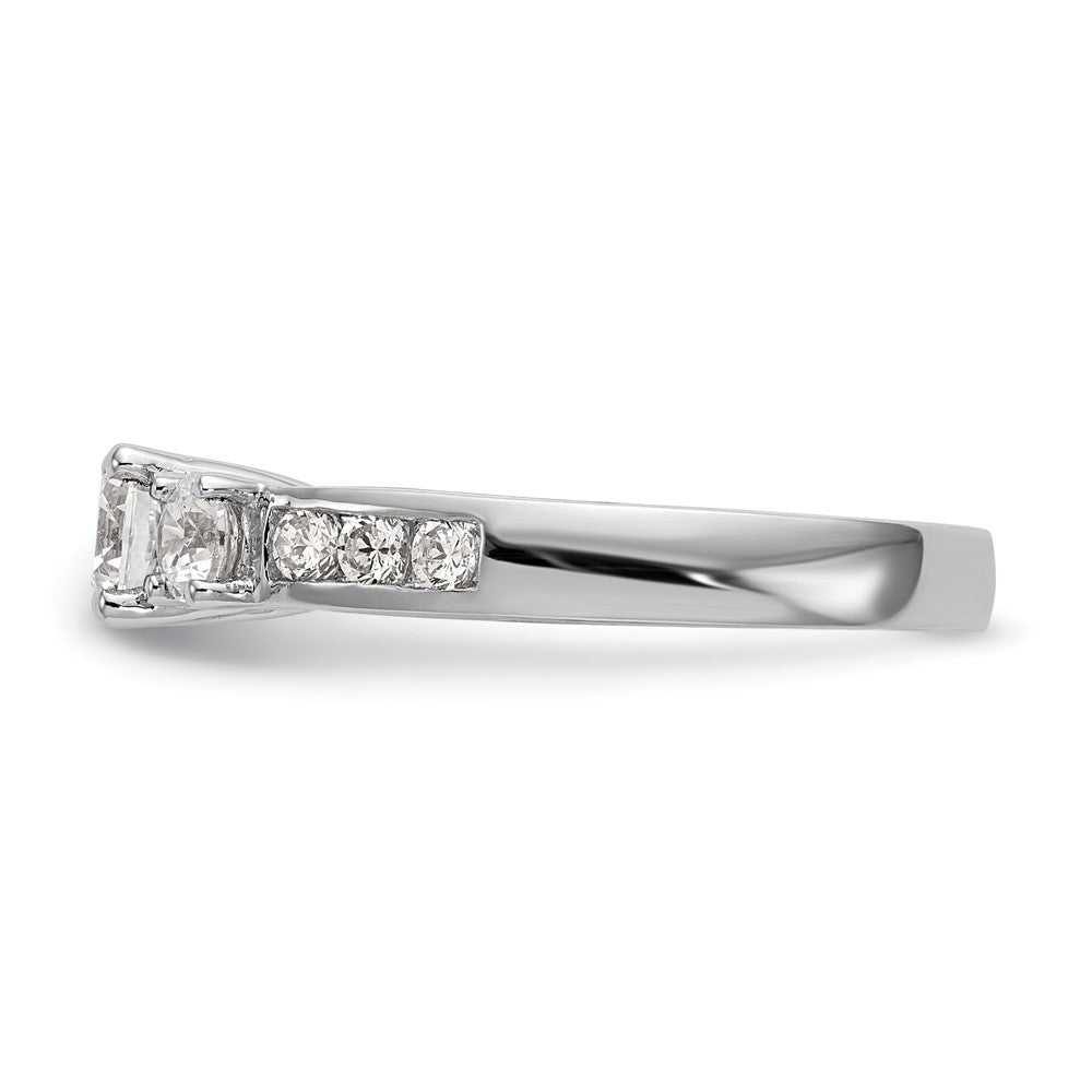 14k White Gold 1 Ct. Lab Grown Diamond VS/SI+ G+ Round Three Stone Engagement Ring