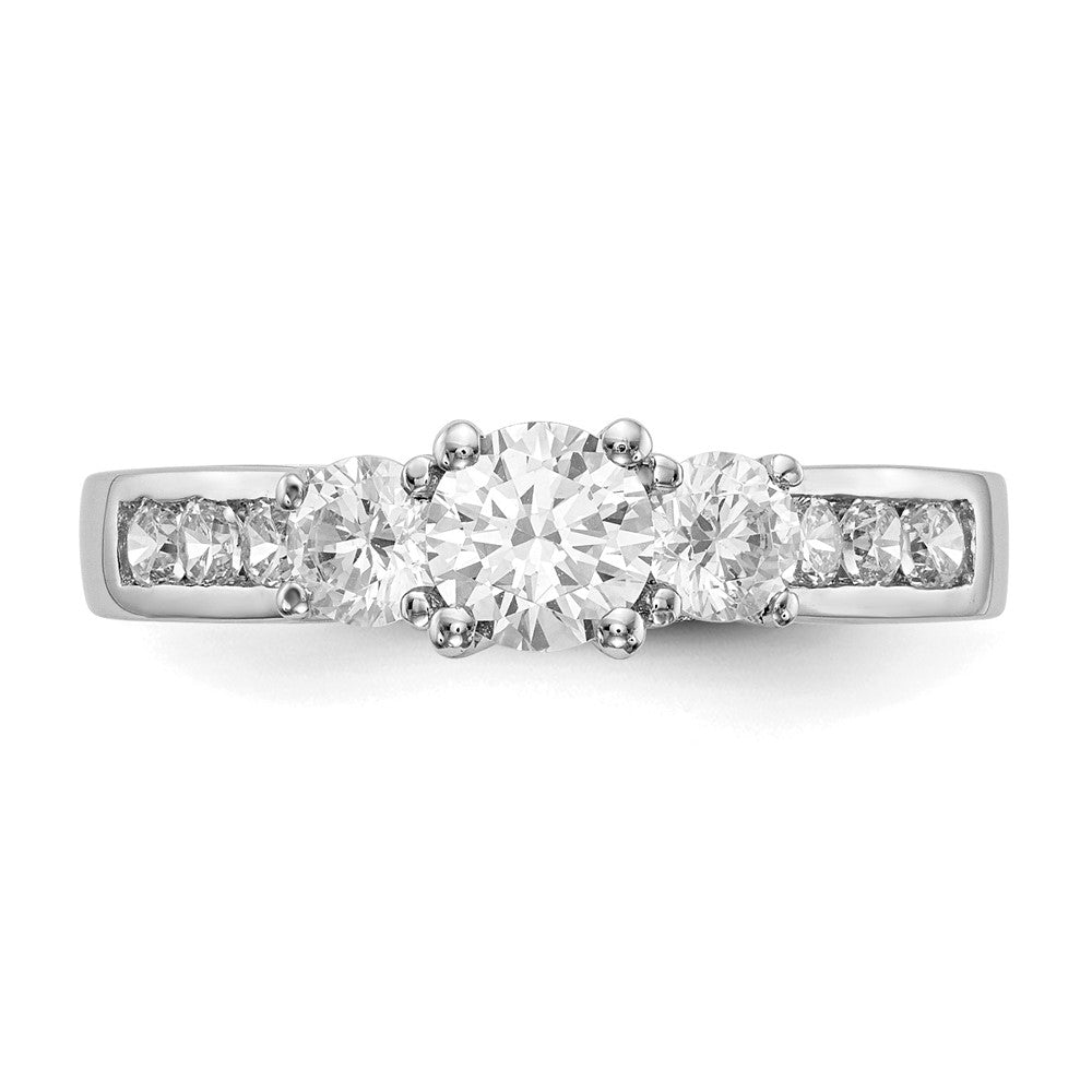 14k White Gold 1 Ct. Lab Grown Diamond VS/SI+ G+ Round Three Stone Engagement Ring