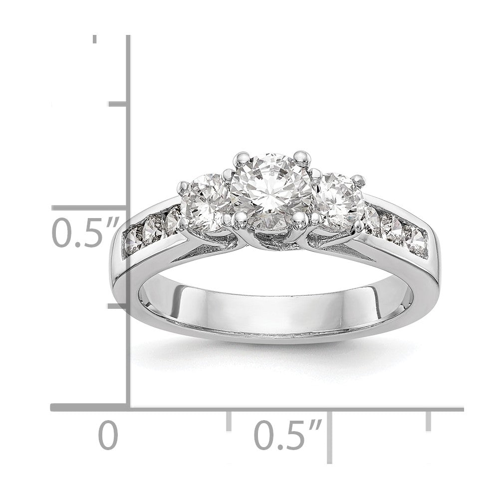 14k White Gold 1 Ct. Lab Grown Diamond VS/SI+ G+ Round Three Stone Engagement Ring
