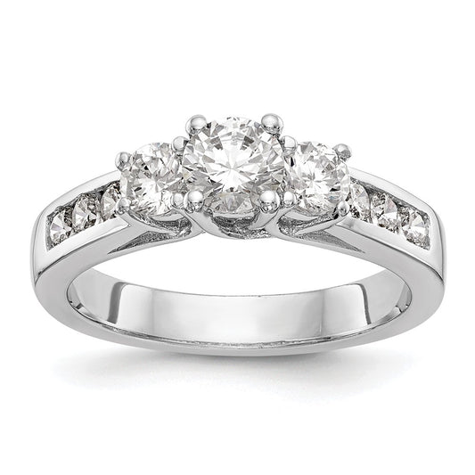 14k White Gold 1 1/2 Ct. Lab Grown Diamond VS/SI+ G+ Round Three Stone Engagement Ring