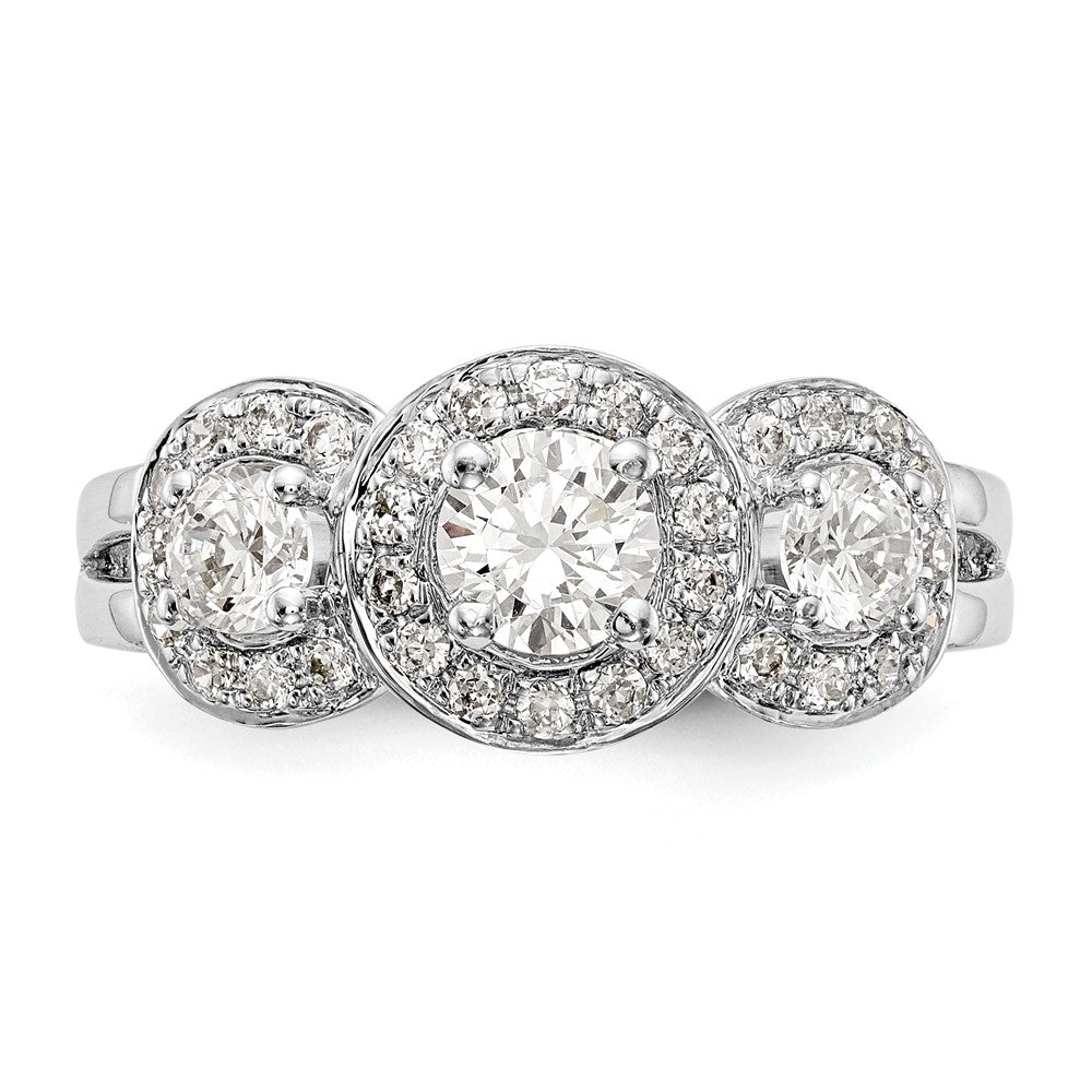 14k White Gold 1 1/3 Ct. Lab Grown Diamond VS/SI+ G+ Three Stone Engagement Ring