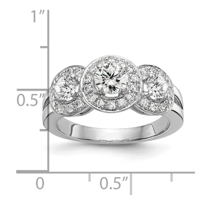 14k White Gold 1 1/3 Ct. Lab Grown Diamond VS/SI+ G+ Three Stone Engagement Ring