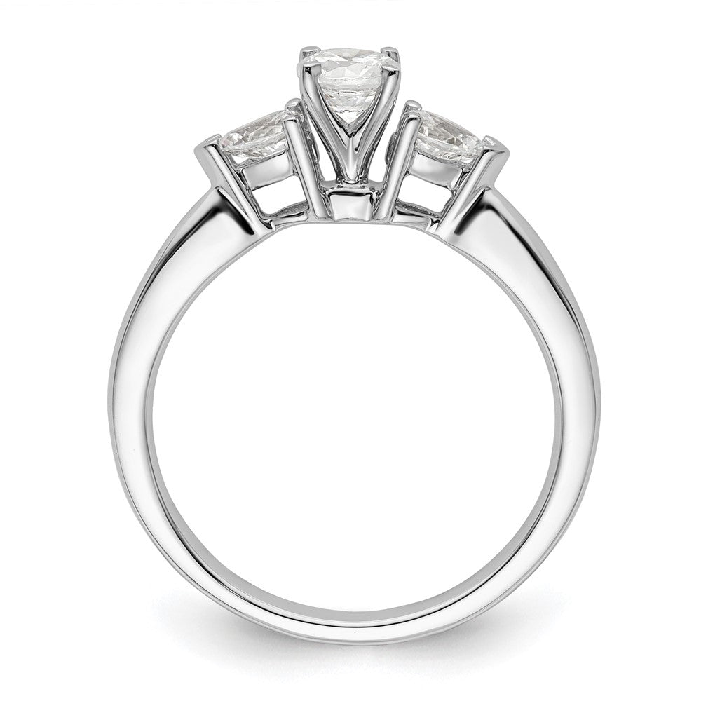 14K White Gold 3 Stone Peg Set Center Pear Diamond Semi Mount Engagement Ring