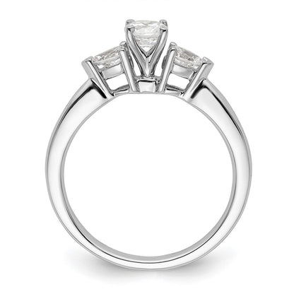 14K White Gold 3 Stone Peg Set Center Pear Diamond Semi Mount Engagement Ring