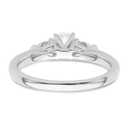 14K White Gold 3 Stone Peg Set Center Pear Diamond Semi Mount Engagement Ring