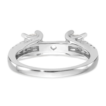 14K White Gold 3 Stone Plus Peg Set Center Semi Mount Princess Diamond Engagement Ring