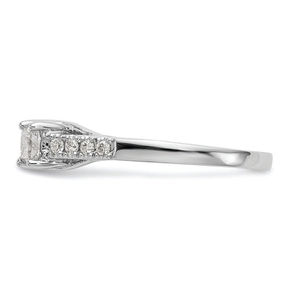 14K White Gold 3 Stone Plus Peg Set Center Princess Diamond Semi Mount Engagement Ring
