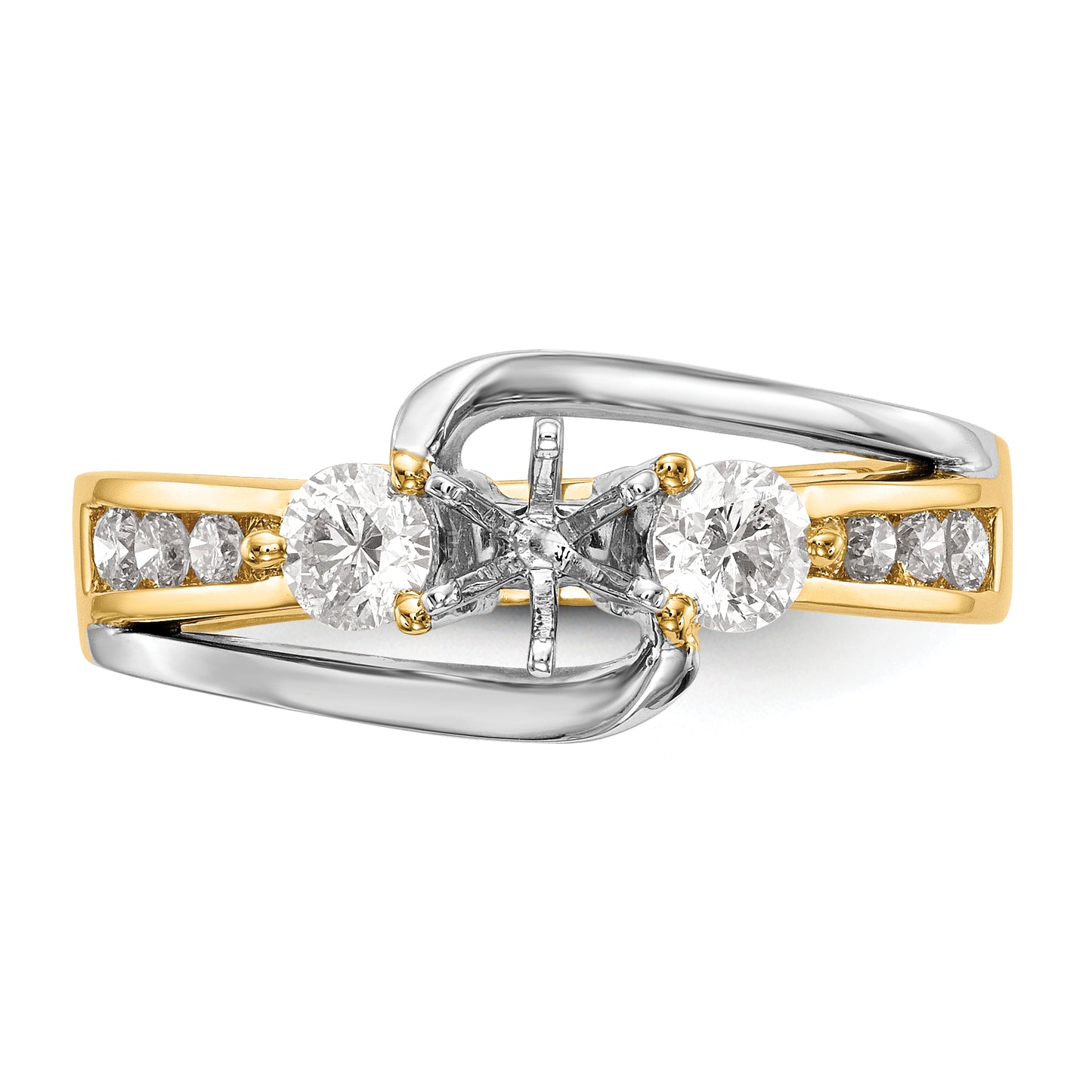 14k Two-Tone 5/8 Ct. Lab Grown Diamond VS/SI+ G+ Peg Set Engagement Ring