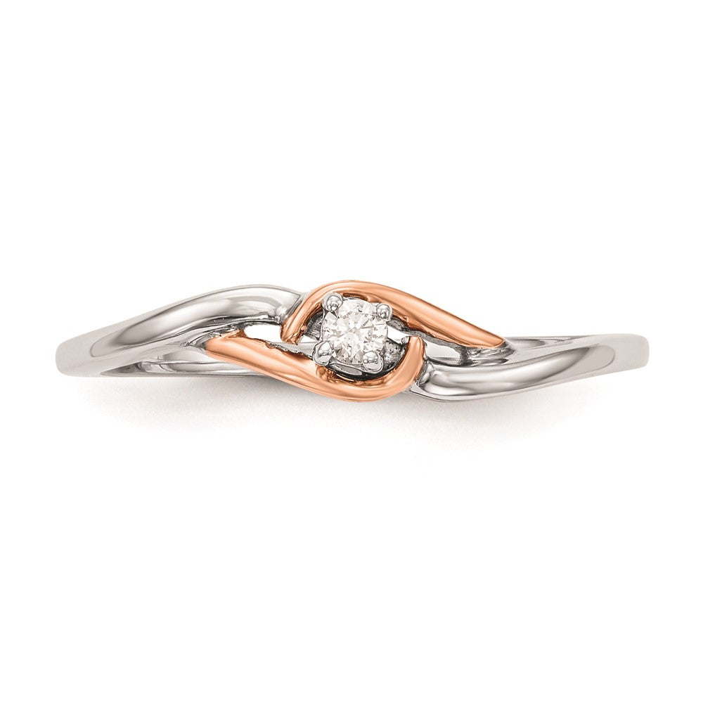 14K White Gold & Rose Gold Comp. Real Diamond Promise/Engagement Ring