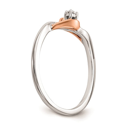 14K White Gold & Rose Gold Comp. Real Diamond Promise/Engagement Ring