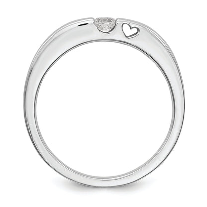 14K White Gold First Promise Heart Shank 1/10 Carat Round Diamond Complete Promise/Engagement Ring