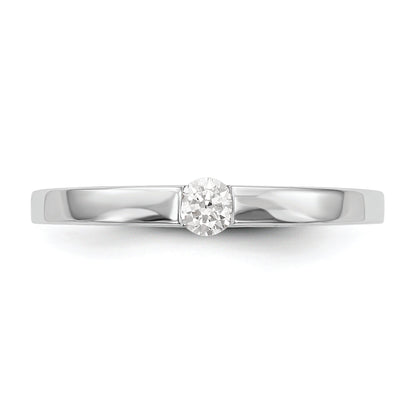 14K White Gold First Promise Heart Shank 1/10 Carat Round Diamond Complete Promise/Engagement Ring