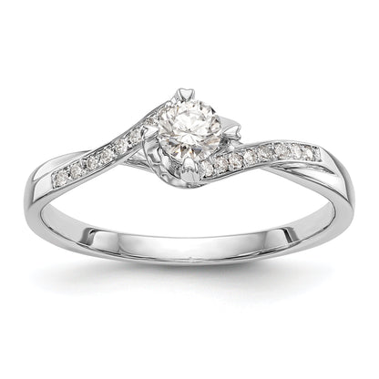 10K White Gold (Holds 1/4 Carat (4.1mm) Round Center) 1/20 Diamond Semi Mount Promise/Engagement Ring