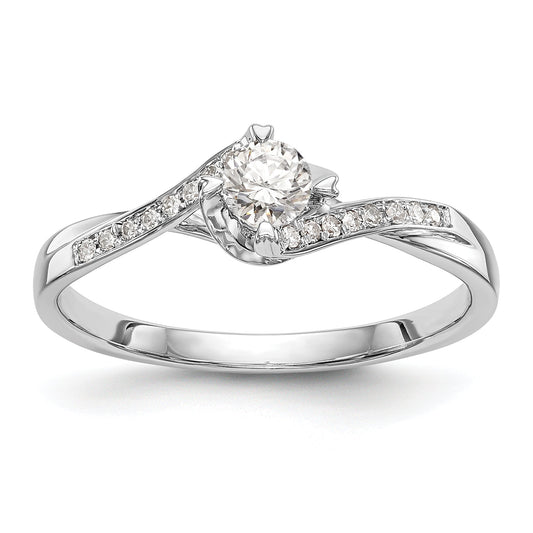 10K White Gold (Holds 1/4 Carat (4.1mm) Round Center) 1/20 Diamond Semi Mount Promise/Engagement Ring