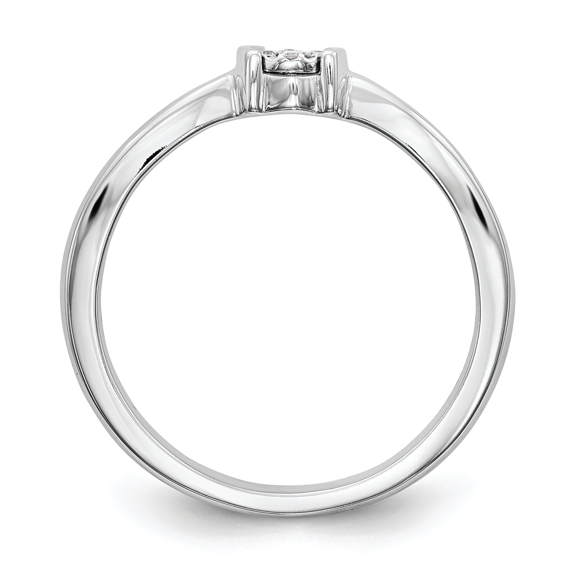 14K White Gold First Promise Cluster .03 Carat Round Diamond Complete Promise/Engagement Ring