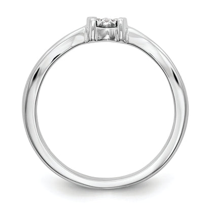 14K White Gold First Promise Cluster .03 Carat Round Diamond Complete Promise/Engagement Ring