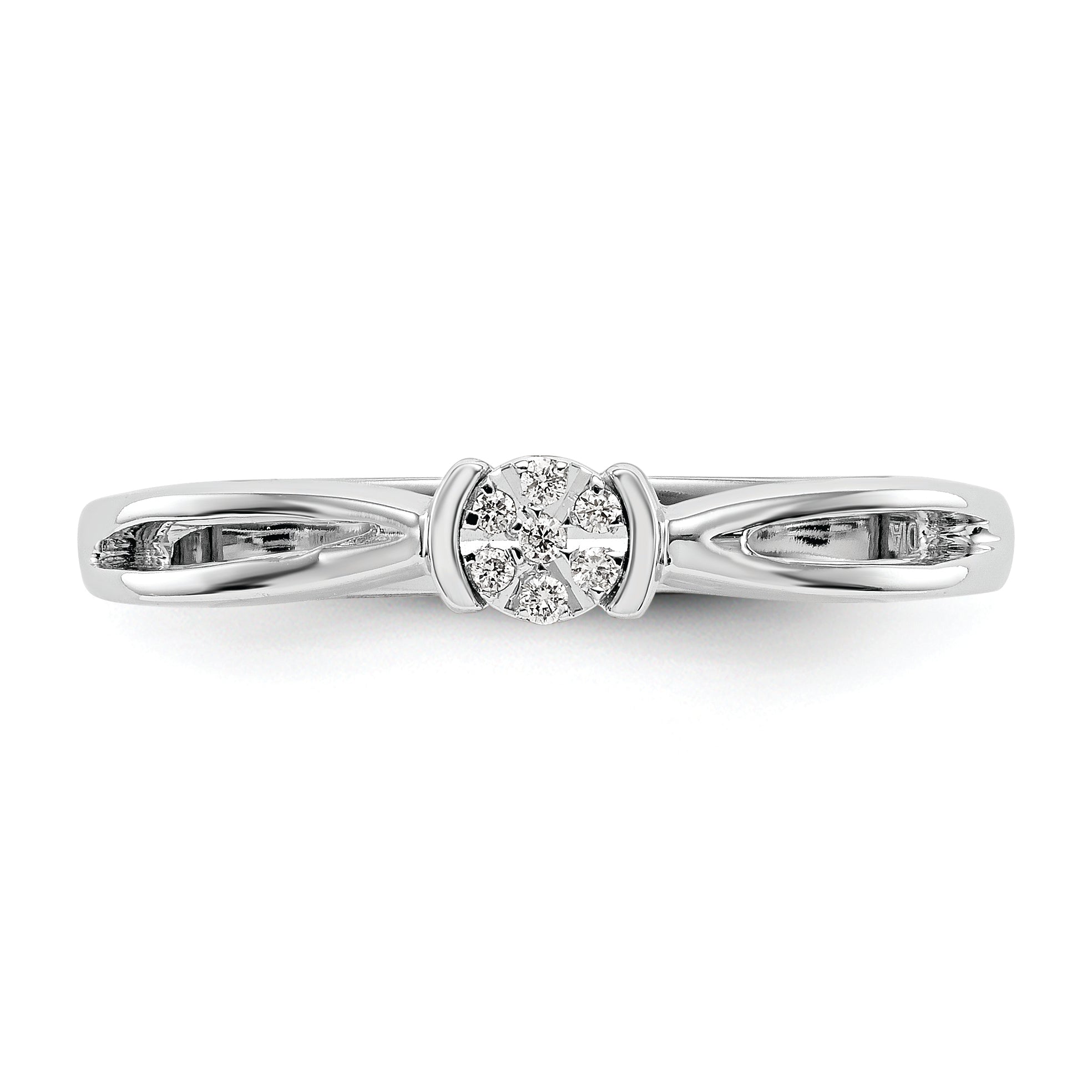14K White Gold First Promise Cluster .03 Carat Round Diamond Complete Promise/Engagement Ring
