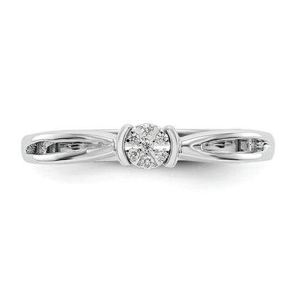 14K White Gold First Promise Cluster .03 Carat Round Diamond Complete Promise/Engagement Ring