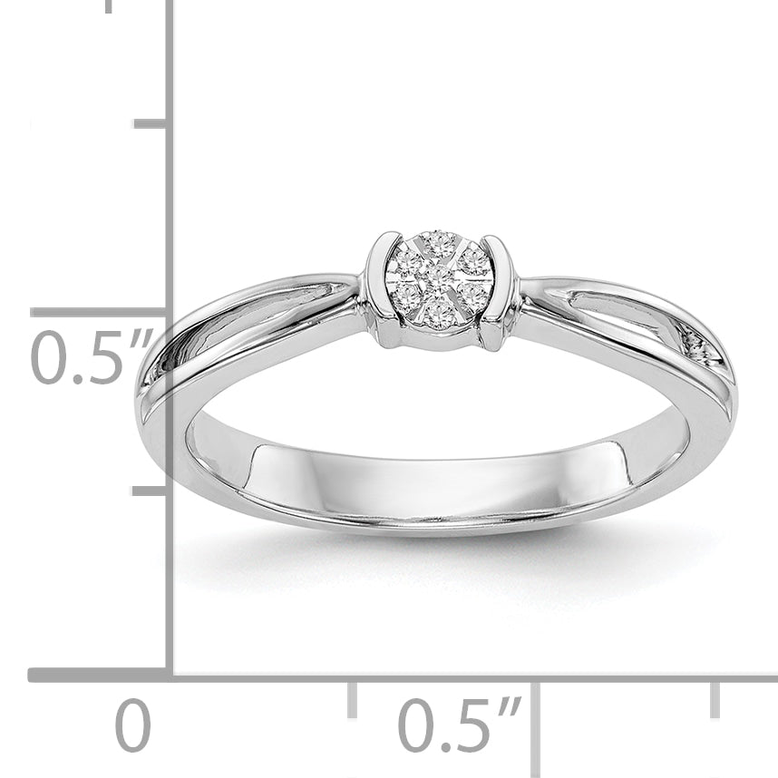 14K White Gold First Promise Cluster .03 Carat Round Diamond Complete Promise/Engagement Ring