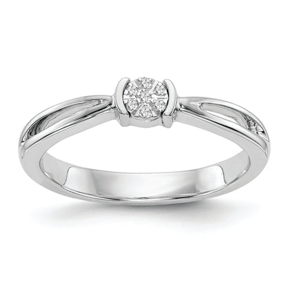 14K White Gold First Promise Cluster .03 Carat Round Diamond Complete Promise/Engagement Ring