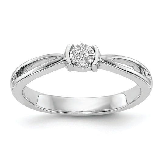 14K White Gold First Promise Cluster .03 Carat Round Diamond Complete Promise/Engagement Ring