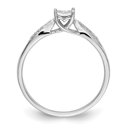 10K White Gold Square Illusion 1/20 Carat Diamond Complete Engagement Ring