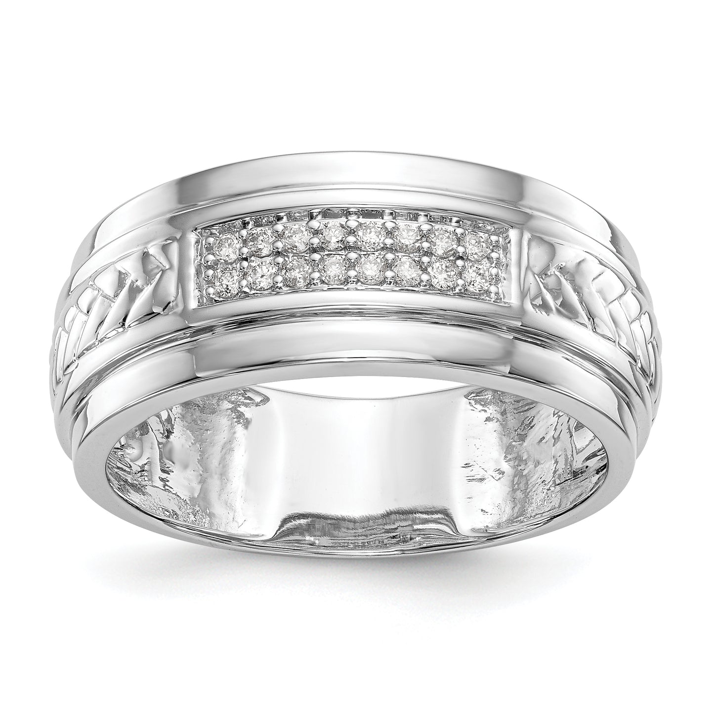 14K White Gold Lab Grown VS/SI+ G+ Diamond Trio Men's Wedding Band Ring