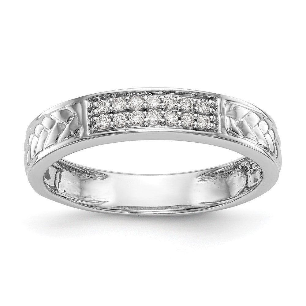 10K White Gold 1/10 Carat Diamond Trio Ladies Complete Wedding Band