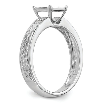 10K White Gold Square Cluster 1/6 Carat Diamond Trio Complete Engagement Ring