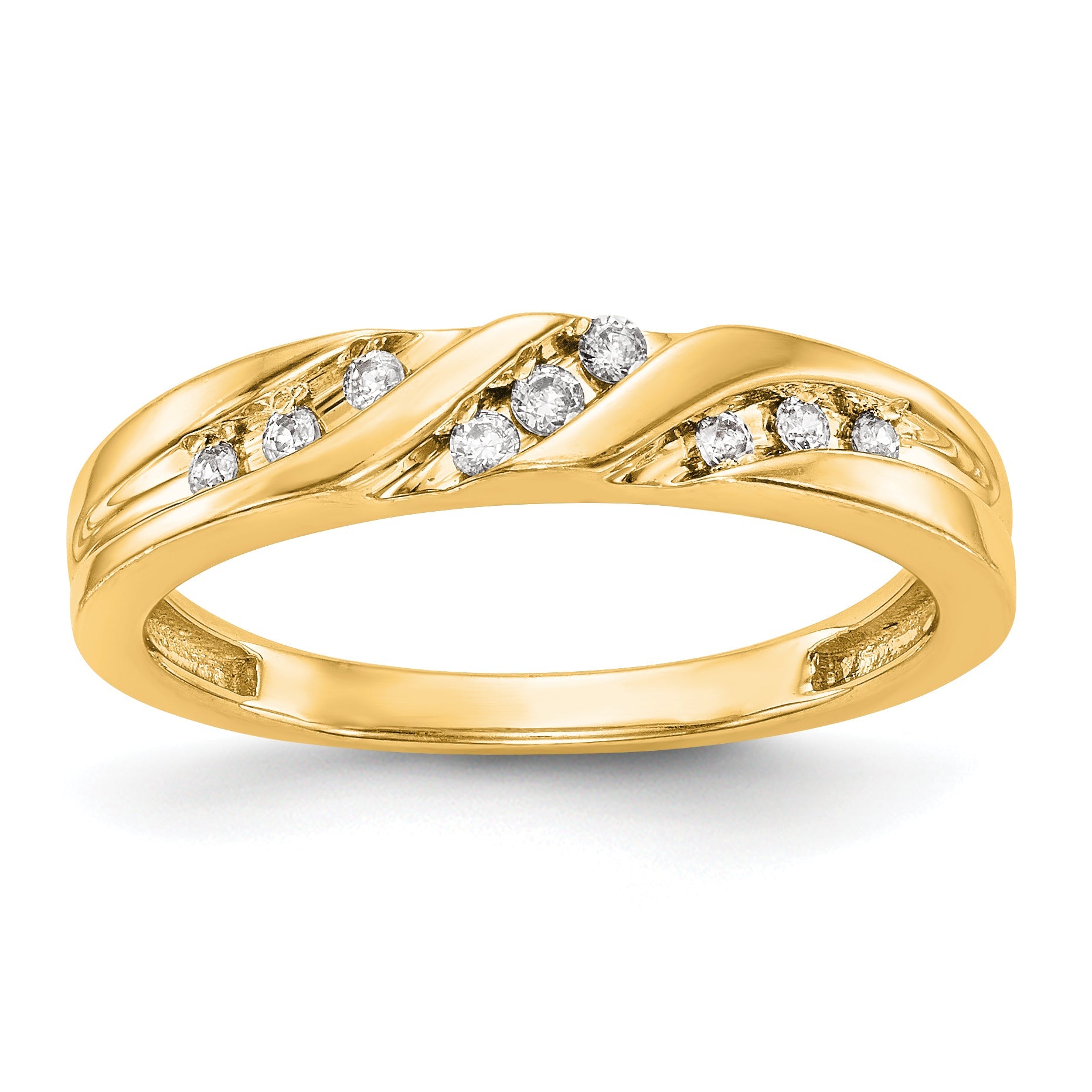 14K Yellow Gold Complete Diamond Trio Ladies Wedding Band