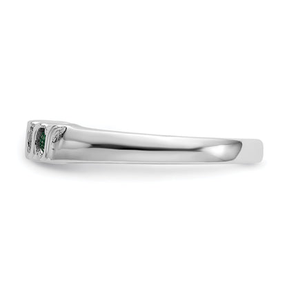 10K White Gold Diamond W/Emerald Band