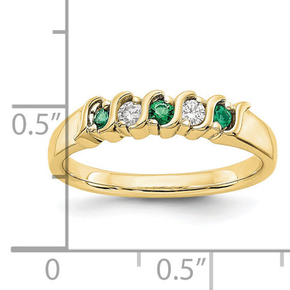 10K Yellow Gold Diamond W/Emerald Band