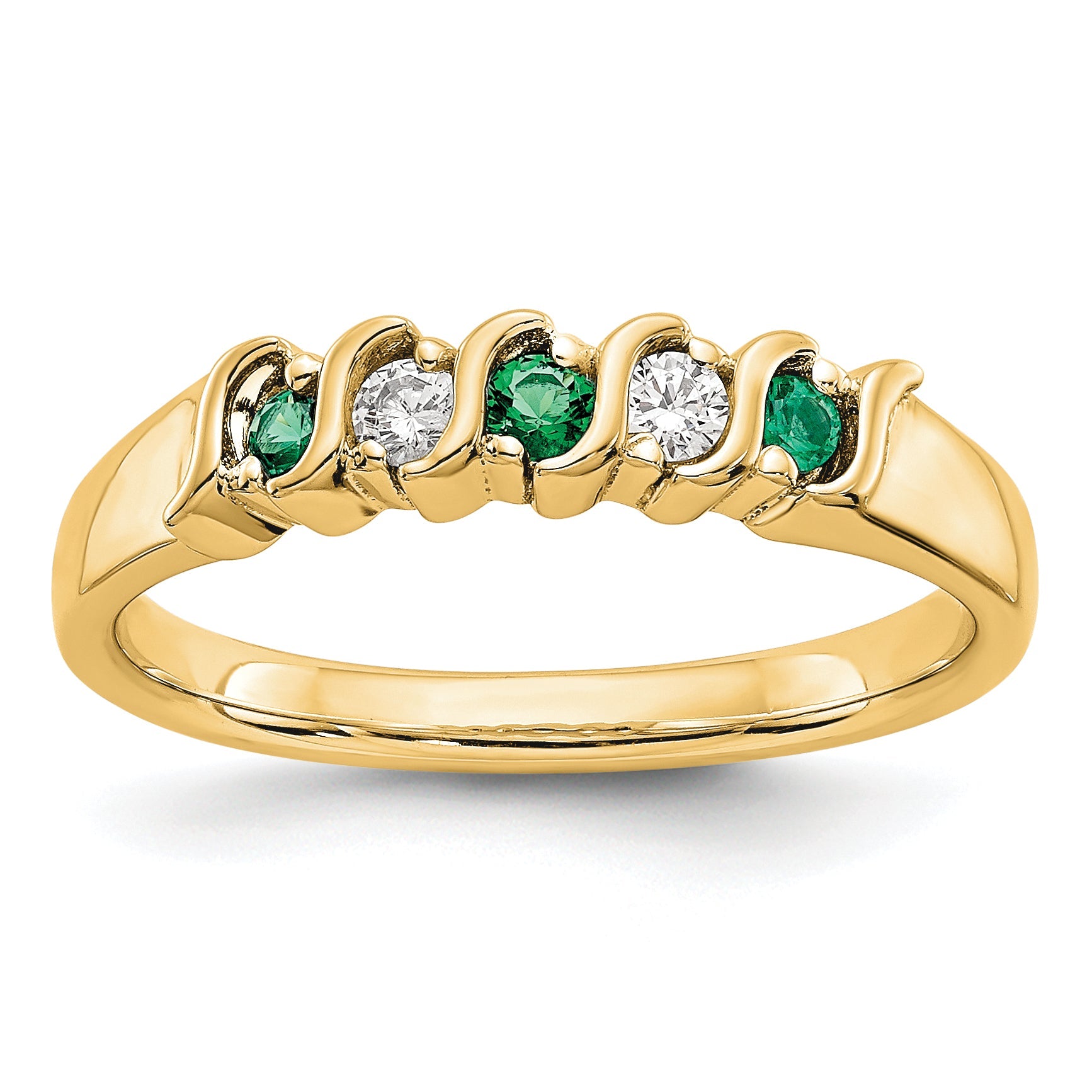 10K Yellow Gold Diamond W/Emerald Band
